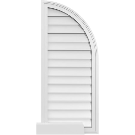 Ekena Millwork Quarter Round Top Right Surface Mount PVC Gable Vent w/ 2"W x 2"P Brickmould Sill Frame, 18"W x 42"H GVPQR18X4203SN